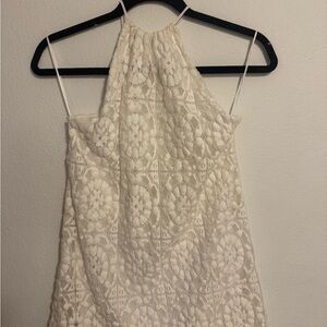 Zara Mini White Halter Crochet Dress